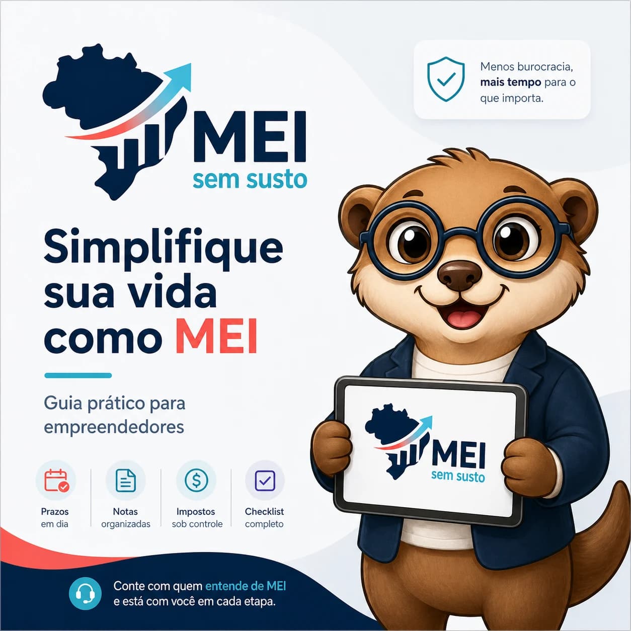 Peça visual do MEI Sem Susto com Suri e benefícios para microempreendedores